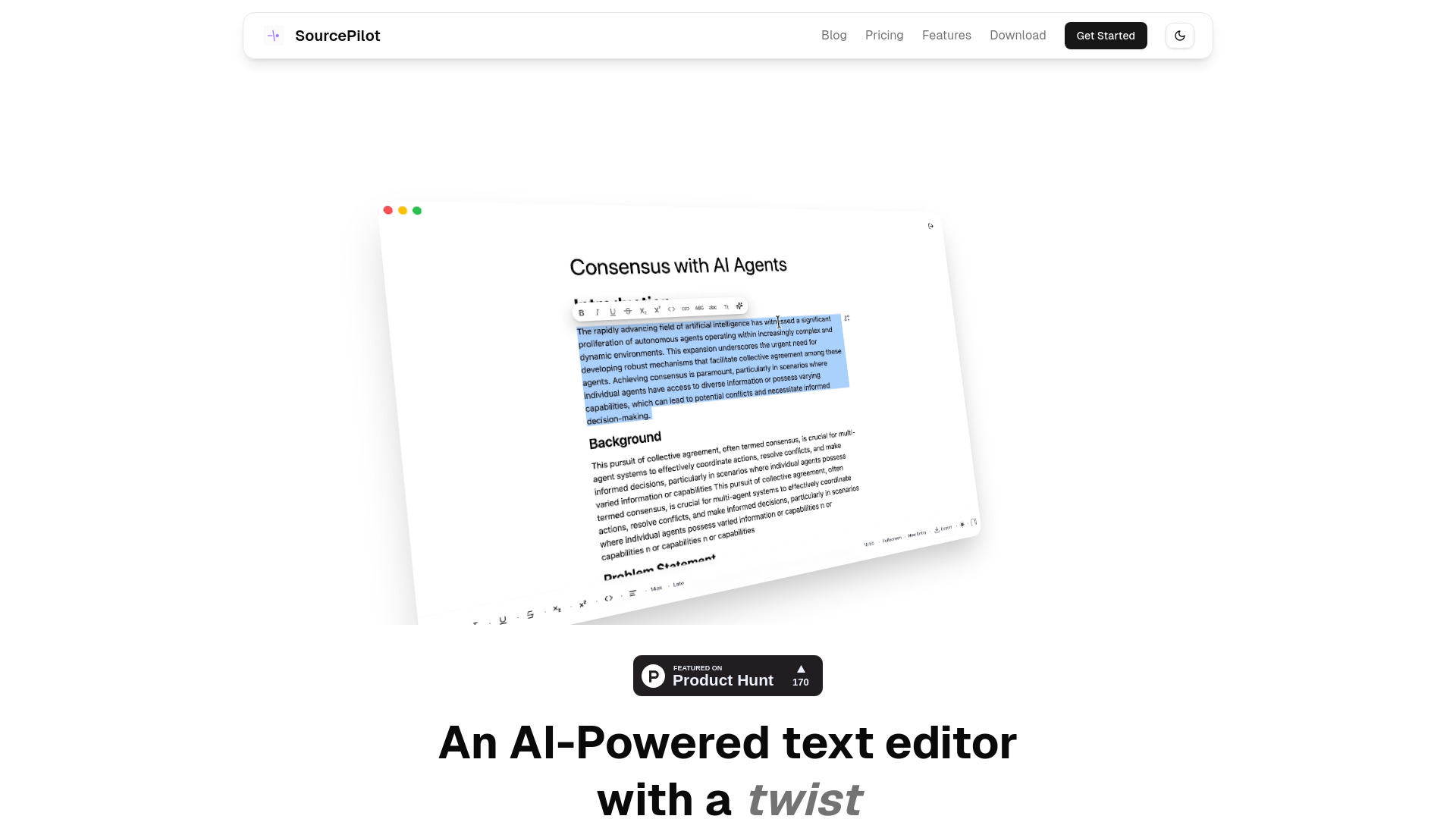 SourcePilot – AI Text Editor